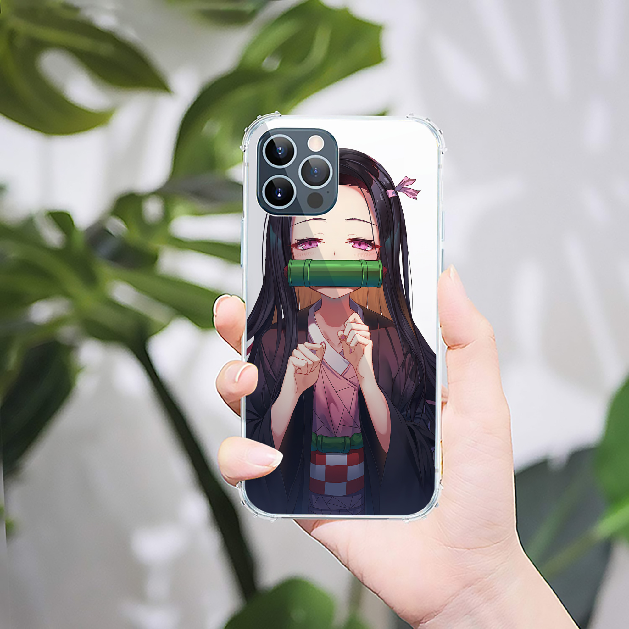 （画像用） 鬼滅の刃（きめつのやいば）竈門 禰󠄀豆子／かまど ねずこ Kamado Nezuko 【iPhone 12シリーズ対応】透明スマホケース（クリアソフトケース）